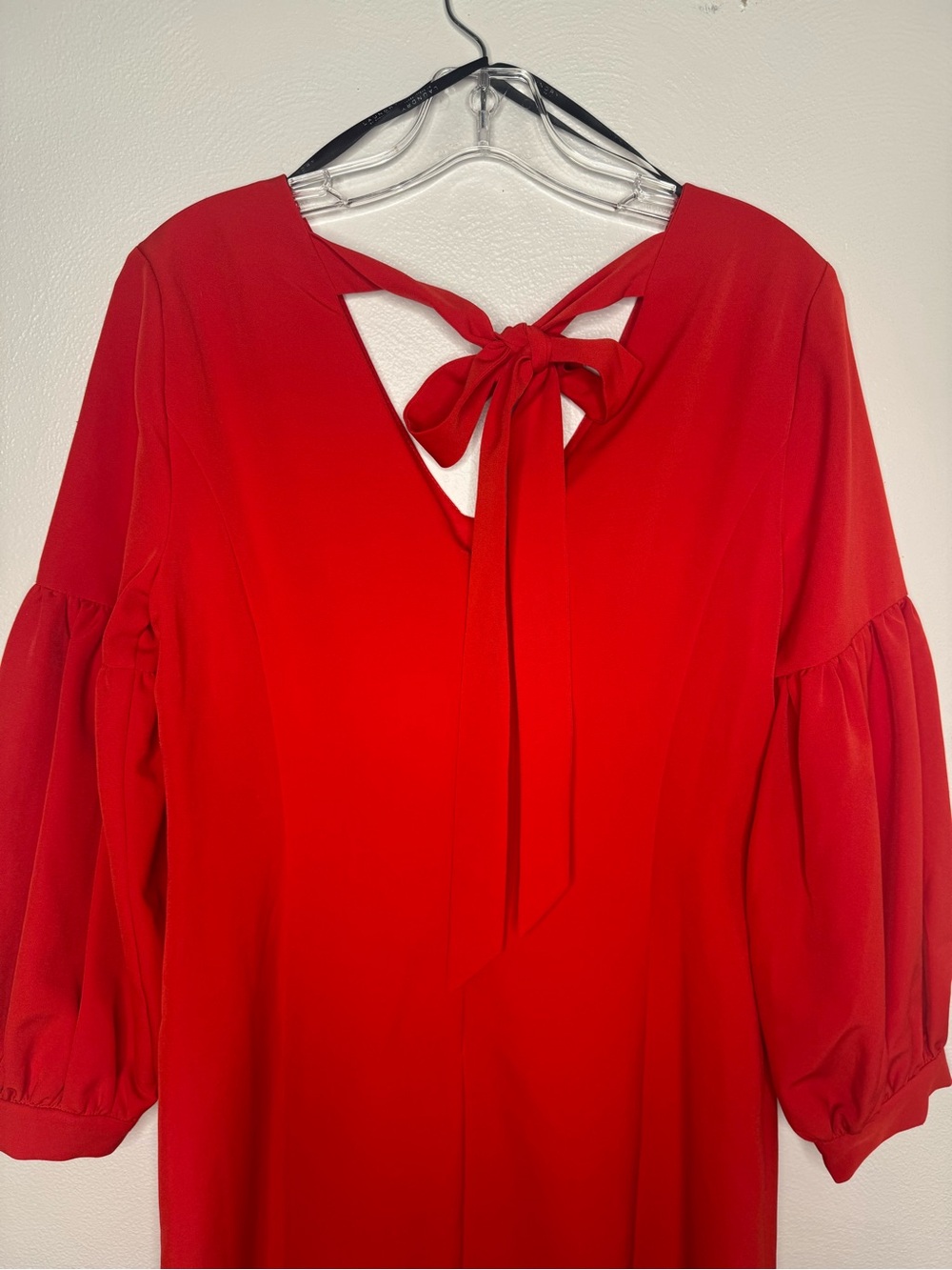 Laundry By Shelli Segal Special Occasion V-Neck Red Balloon Sleeve Mini Dress - Picture 7 of 9